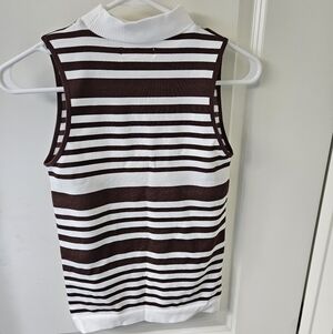 Women's Striped Knit Shorts - Brown & White